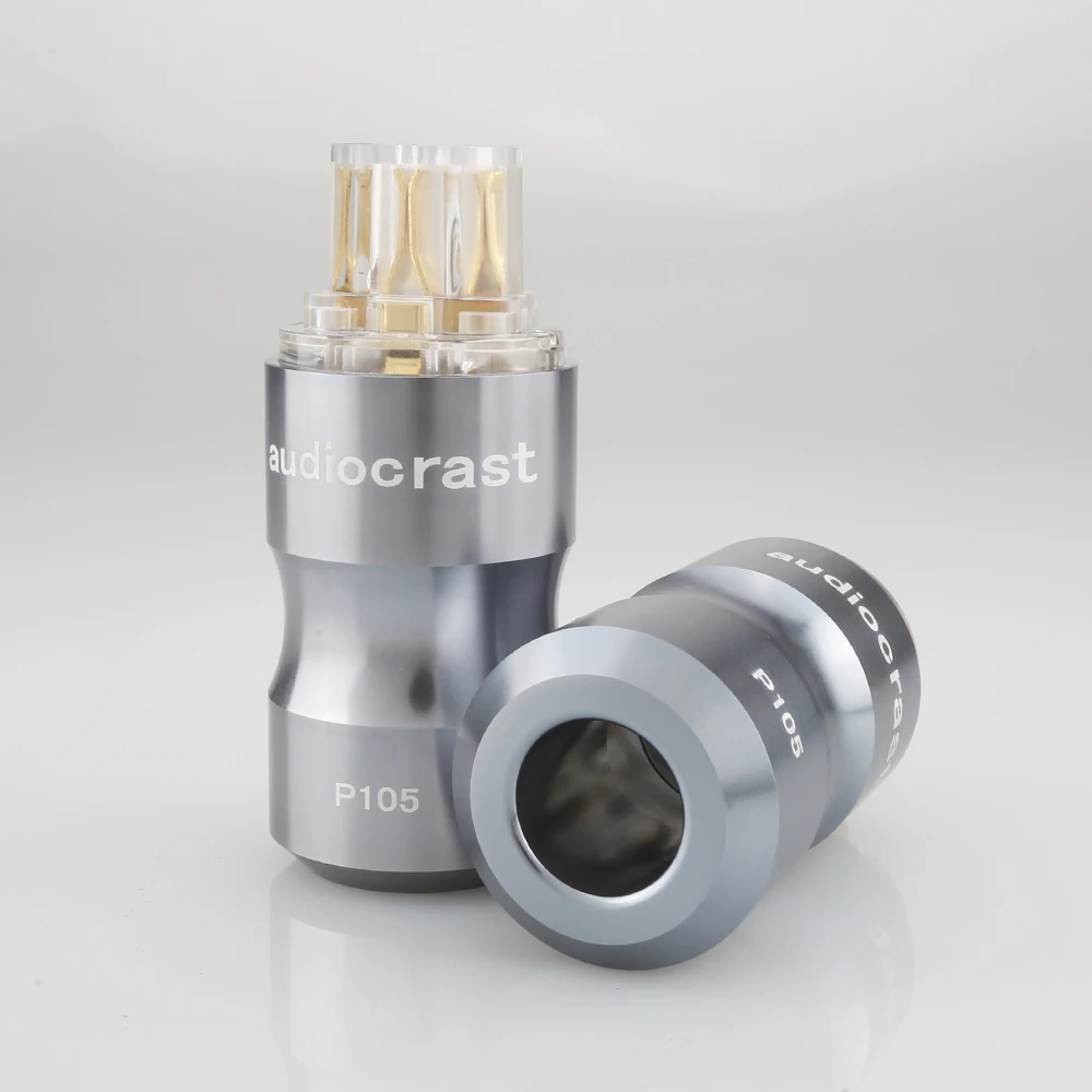 1 زوج Preffair Hifi الصوت 24K مطلية بالذهب شفاف الاتحاد الأوروبي Schuko قابس طاقة الصوت قابس طاقة HIFI مأخذ التيار الكهربائي