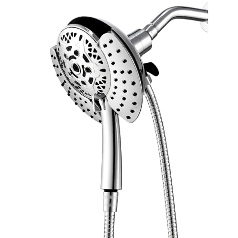 

Shower Head with Handheld High Pressure: Hand Held Shower Head and Rain Shower Head 2-IN-1 Shower Head with 59" Rotatable Stain