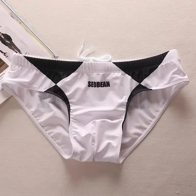 SEOBEAN Men's Quick Dry Color Block Bikini Swimwear New Design Surf Beachwear Swimming Trunks Bathing