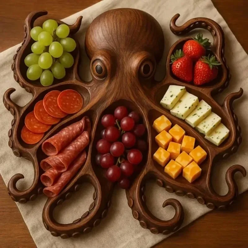 Oktopus-Charcuterie-Teller, kreatives Meeresfrüchte-Serviertablett, Party im Freien, Picknick, Grilltisch, Display, wiederverwendbar, dekoratives Lebensmittelbrett