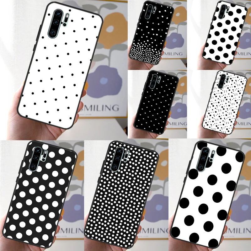 Black And White Polka Dot Case For Huawei Nova Y60 Y61 Y70 Y90 Y91 10 9 SE 11i 8i 7i 3i P20 P40 Lite P30 Pro Cover