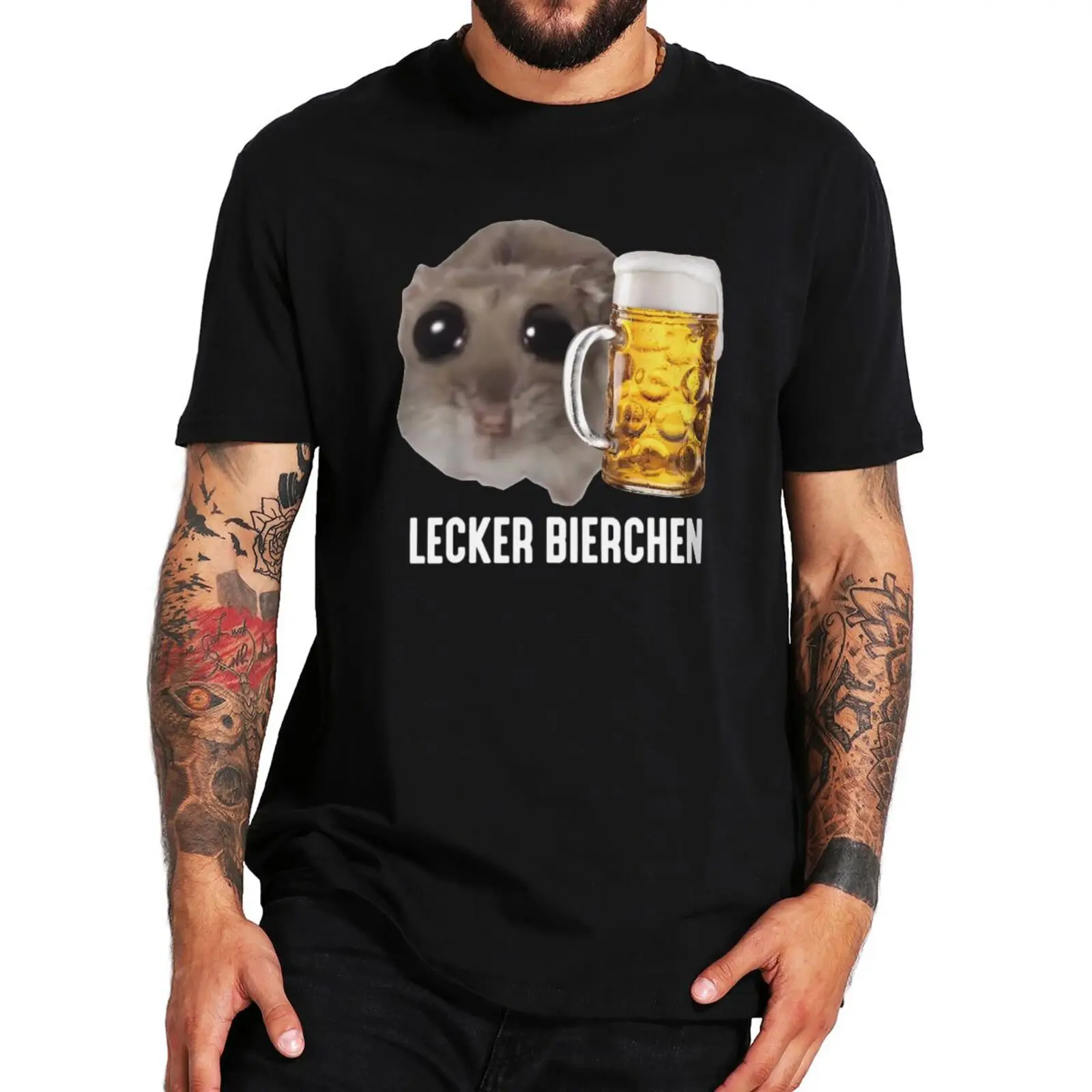 

Sad Hamster Meme Beer T Shirt Funny German Text Y2k Drinking Lovers Gift Tops 100% Cotton Soft Unisex O-neck T-shirts EU Size