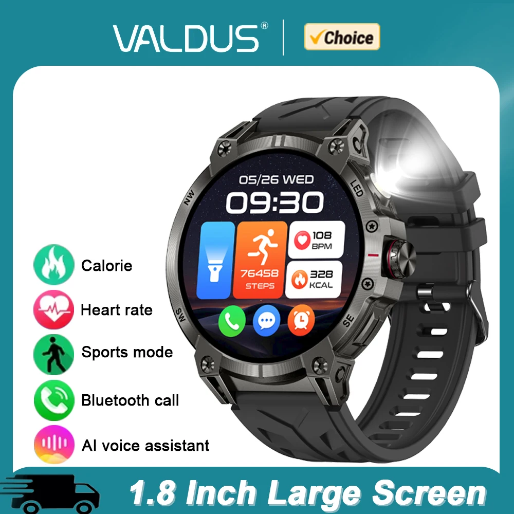 

VALDUS AMOLED Смарт-часы для мужчин и женщин Bluetooth-вызов NFC Фонарик с пульсометром Спортивный длительный срок службы батареи Большой экран Новые умные часы