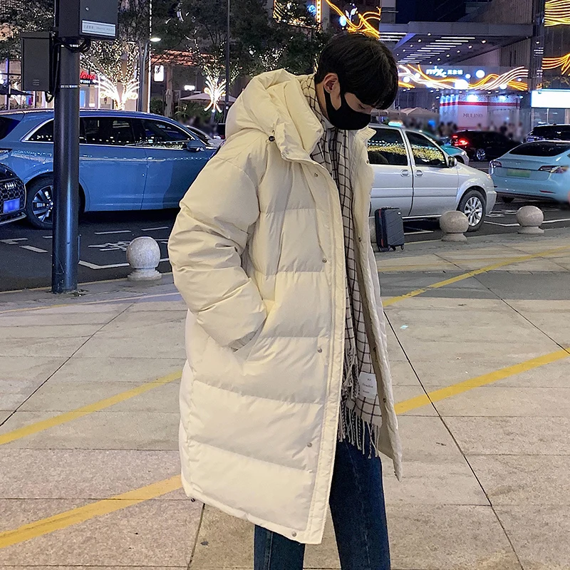 Winter Down Jacket Men Warm Fashion Oversized Thickened Long Coat Men Korean Clothes Loose Thick Hooded Coat Mens Parker S-3XL