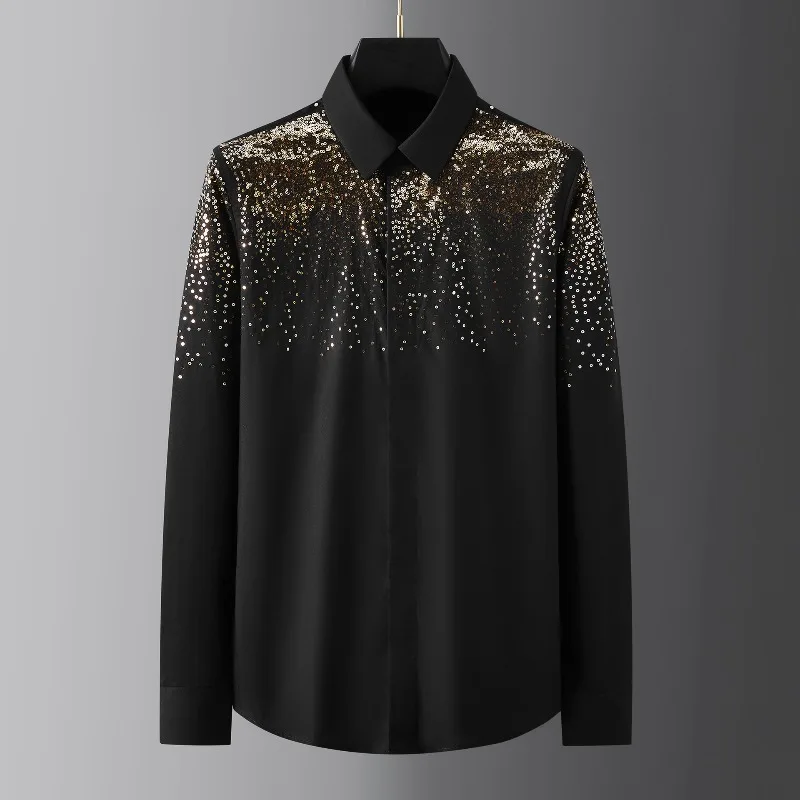 

High Quality Heavy Embroidery Light Luxury Men's Fashion Long-sleeved