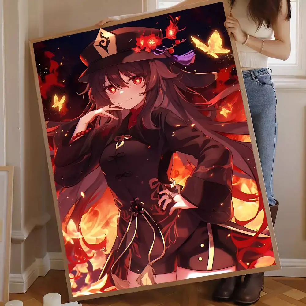 Genshin Impact Hu Tao Whitepaper Poster Waterproof Paper Sticker Coffee House Bar Aesthetic Art Wall Painting