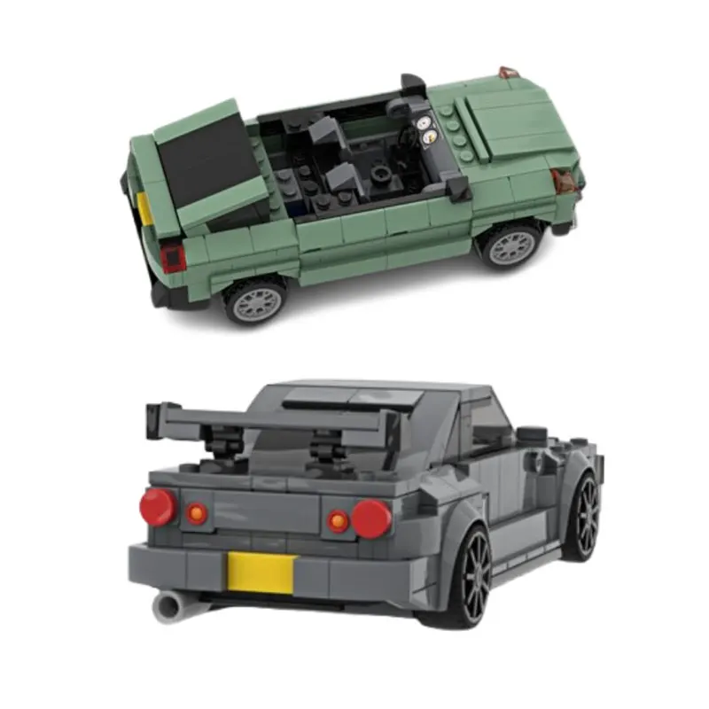 

410-piece small building block set, movie-themed collectible car model, dark gray vehicle model, boys' toy gift.
