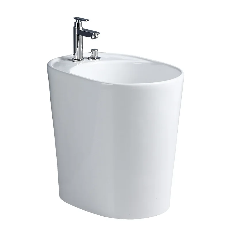 Ceramic washing mop pool, mop pool, balcony bathroom pier, basin pool, oval with faucet, floor mop basin, pier pool