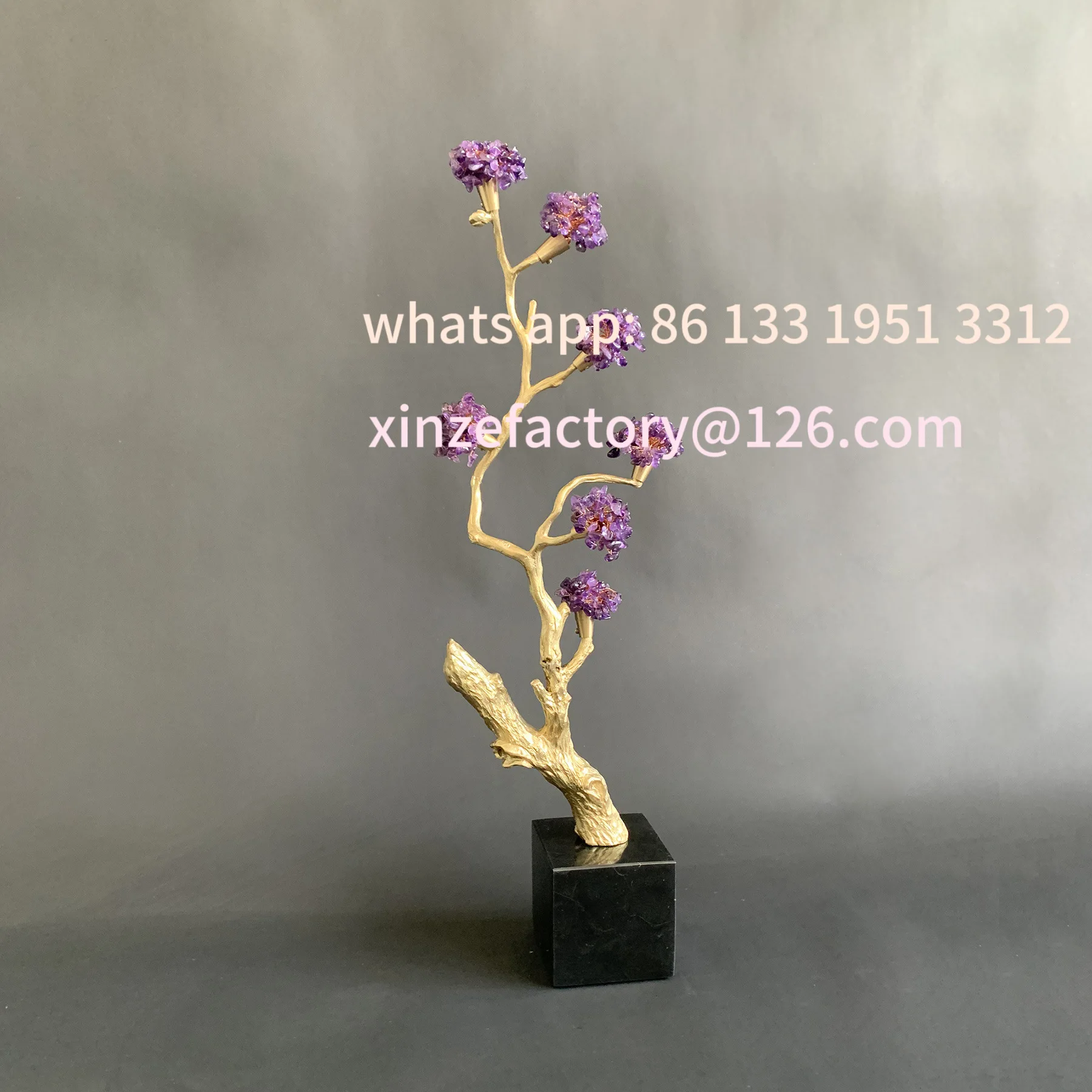 

Customizable decorative copper ornaments crystal fortune tree living room TV cabinet home accessories