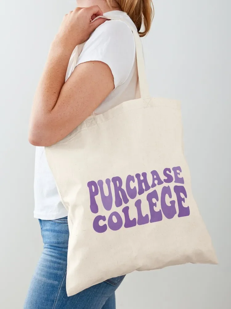 suny purchase - groovy warped font Tote Bag Women's bag custom canvas bag canvas tote Candy bags