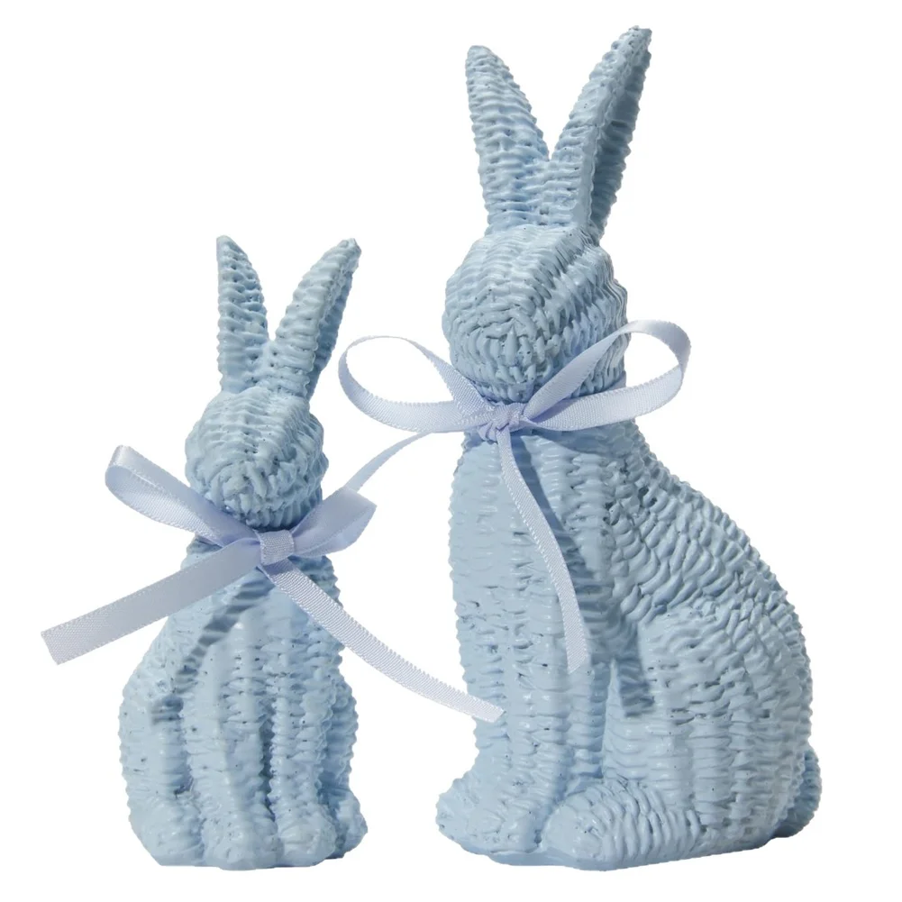 2pcs Easter Bunny Table Display Set, Nordic ABS Rabbit Figurines Ornaments 3D Printed For Spring Decoration 11cm