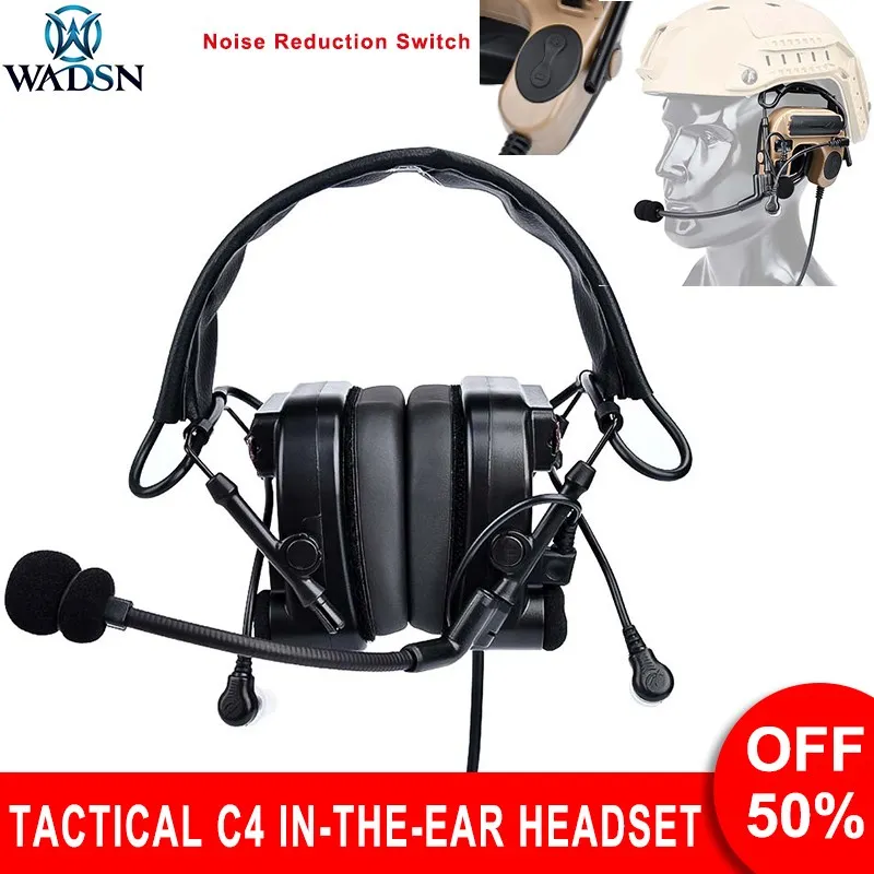 WADSN Airsoft Headphone Comtac IV In-Ear Noise Canceling Aviation Tactical Headset Plug Fit All PTT Walkie Talkie Z038