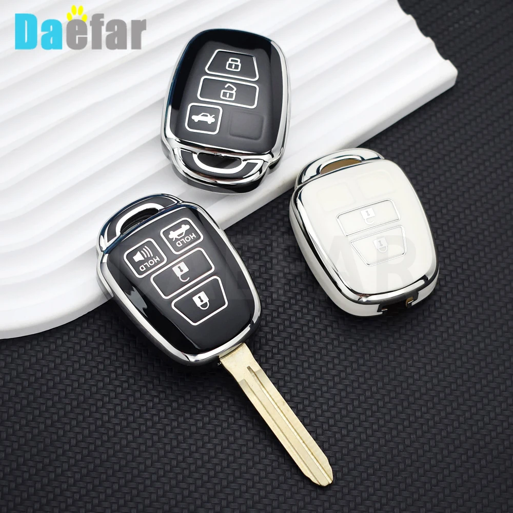 For Toyota Aqua Ractis Vitz RAV4 HiAce Land Cruiser Skin Holder 2010 - 2019 TPU 2 3 4 Buttons Remote Key Case Fob Shell Cover