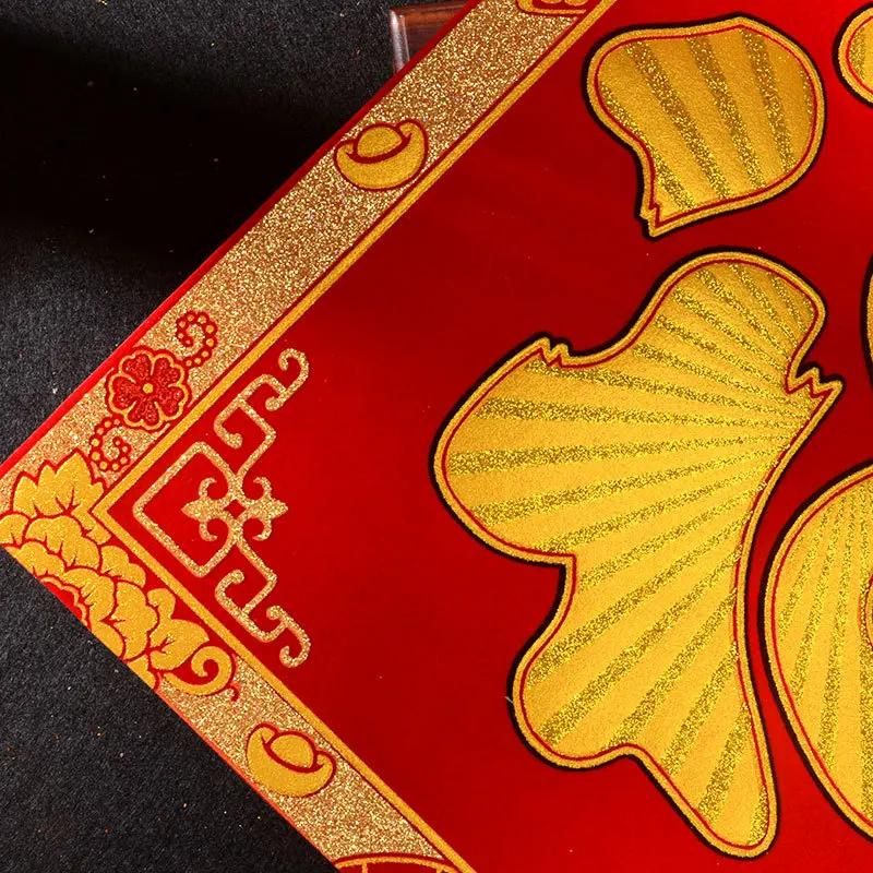 2 pçs conjunto decoração de ano novo chinês cobra ano veludo carimbo ouro personagem chinês fu primavera festival porta decoração