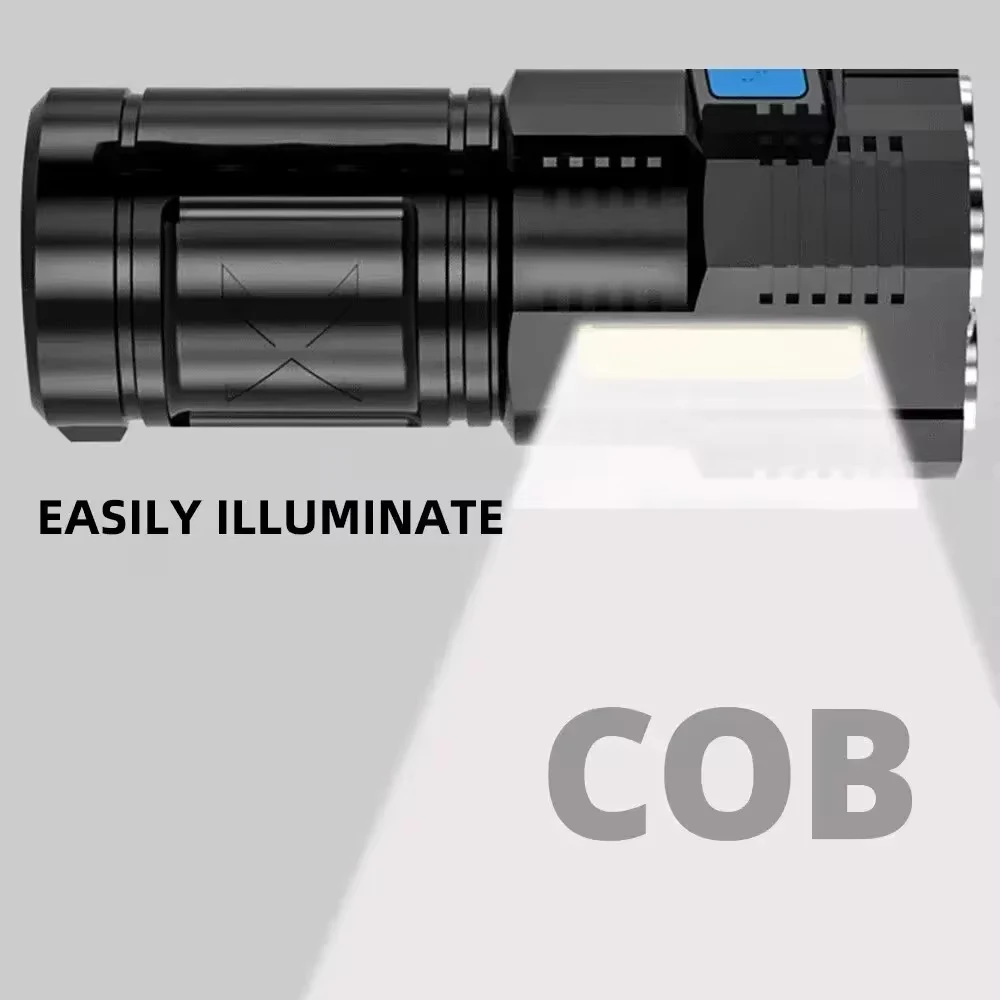 Light Rechargeable Portable Hand Lantern 4 Lighting Mode High Power LED Flashlights Camping Torch With 4 Lamp Beads And COB Side