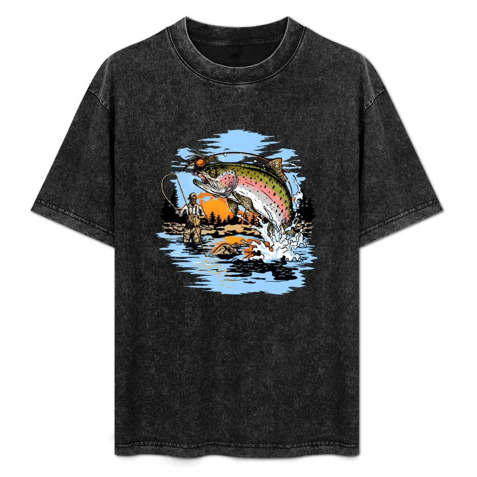 

Rainbow Trout Fly Fishing print T-Shirt croswit shirt man anime t shirts graphic shirts custom shirt shirts graphic tee men