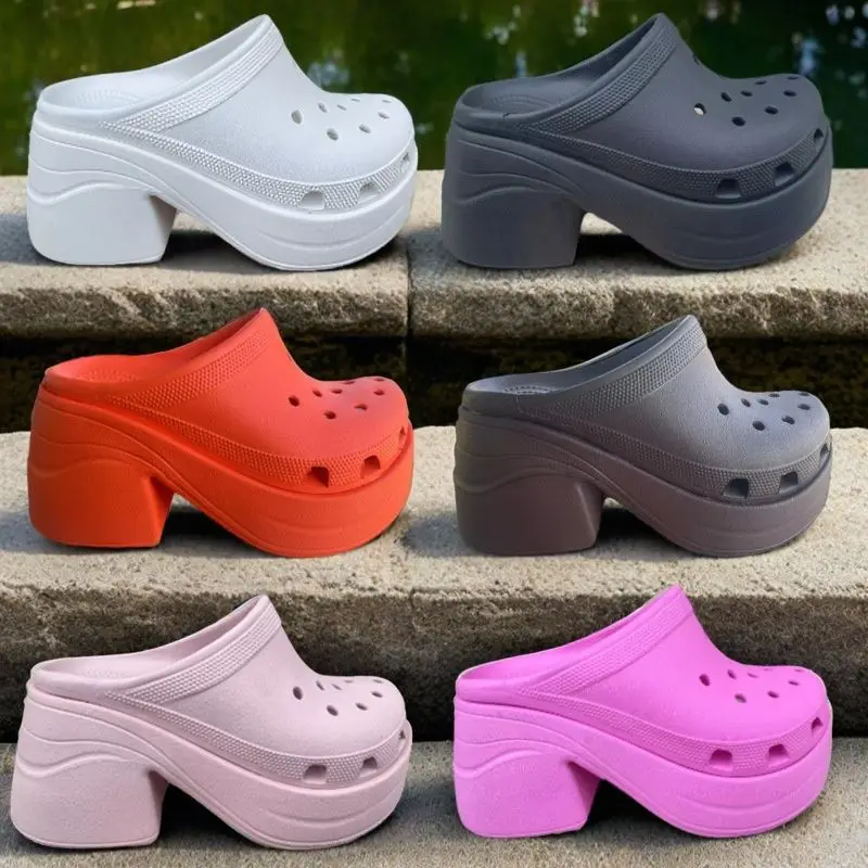 

Новые женские повседневные сабо 2026 года на массивном каблуке, с закрытым носком, летние пляжные сандалии, шлепанцы на платформе