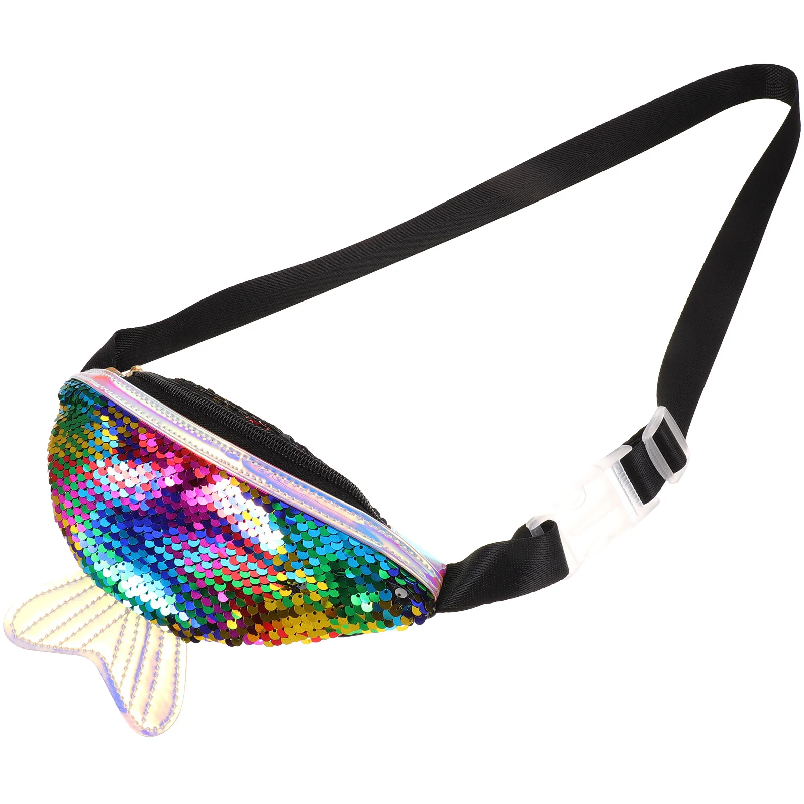 

Sports Waist Bag Fish Tail Design Sequins Outdoor Fanny Black Jogging Hiking Camping Walking Outdoor Wasit Bag