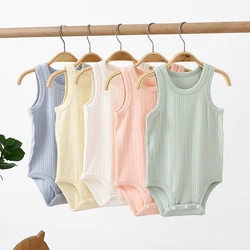 Baby Sleeveless Bodysuit Boy Girl Four Seasons Modal Cotton Knit Clothes Infant Ribbed Overall Toddler Kid Jumpsuit Baby Onesies