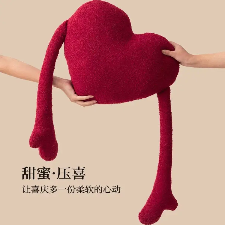 Cojín Decorativo con Forma de Corazón Rojo, Cojines Kawaii para Niñas, Cojines Decorativos de Franela para Sofá, Cojín Lumbar para Sala de Estar, Decoración para el Hogar