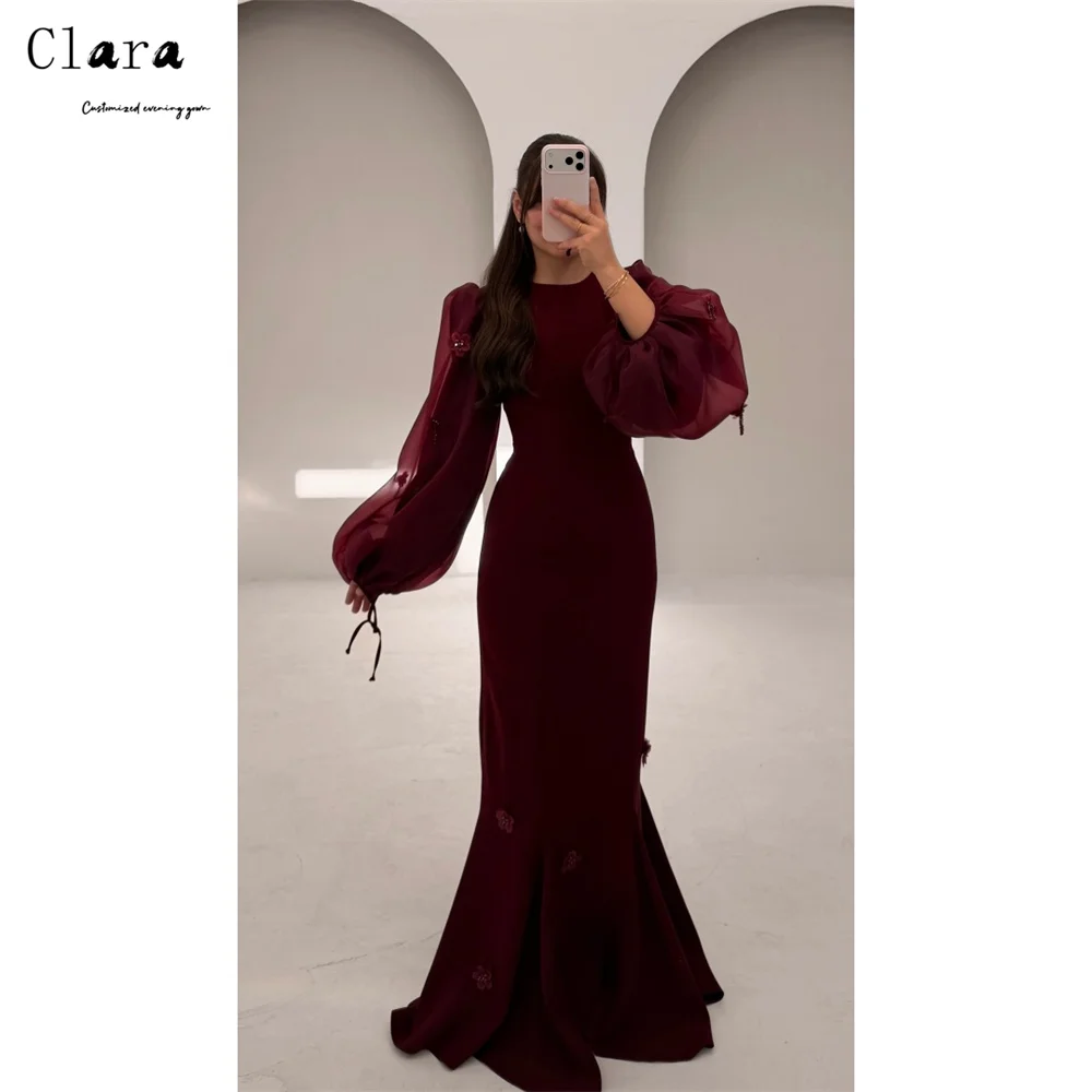 

Роскошное вечернее платье Clara с 3D цветами, винно-красное, с длинными рукавами, для торжественных мероприятий, элегантное женское платье 2026 года