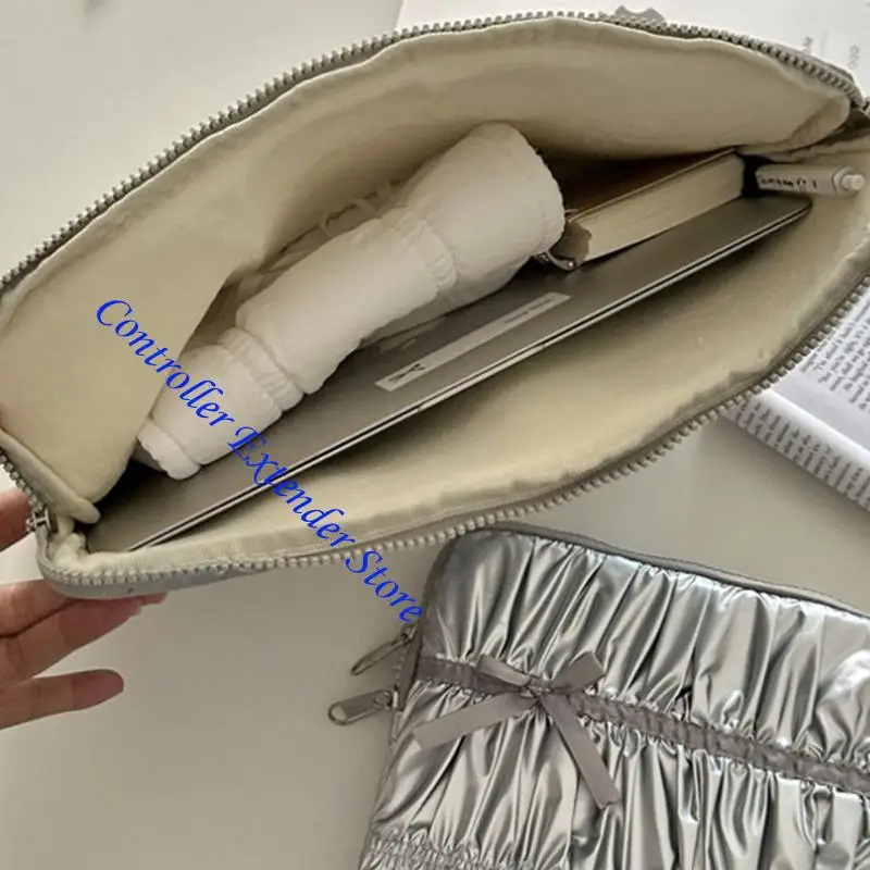 

N84B Modern Textured Laptop Sleeve Bag With Folded Design Computer Case Portable Soft Lining For Work and Travel Bag