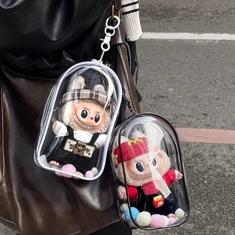 

In-Stock Labubu Protective Case Dust-Proof Bag Cover High Transparency Rubber Baby Walking Bag Protective Case 17cm Figurine