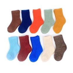 5pairs/Lot Boys Girls Wool Socks Children Winter Thick Socks  Kids Pure Color Warm Wool  2-12Years