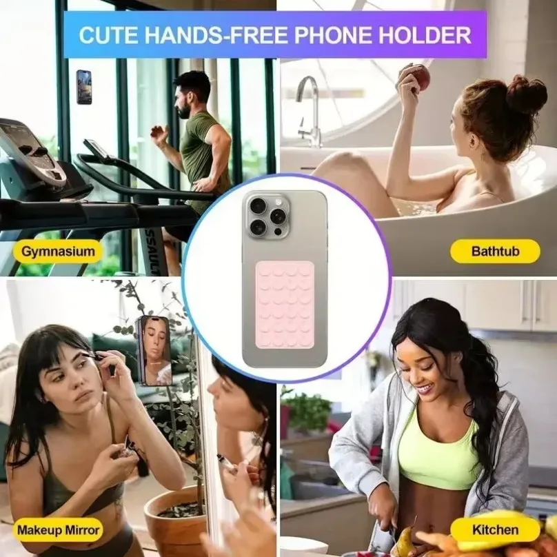 For Selfies and Videos Silicone Suction Phone Case Mount Non Slip Suction Cup Phone Stand Mixed Color Silicone Phone Holder image 6