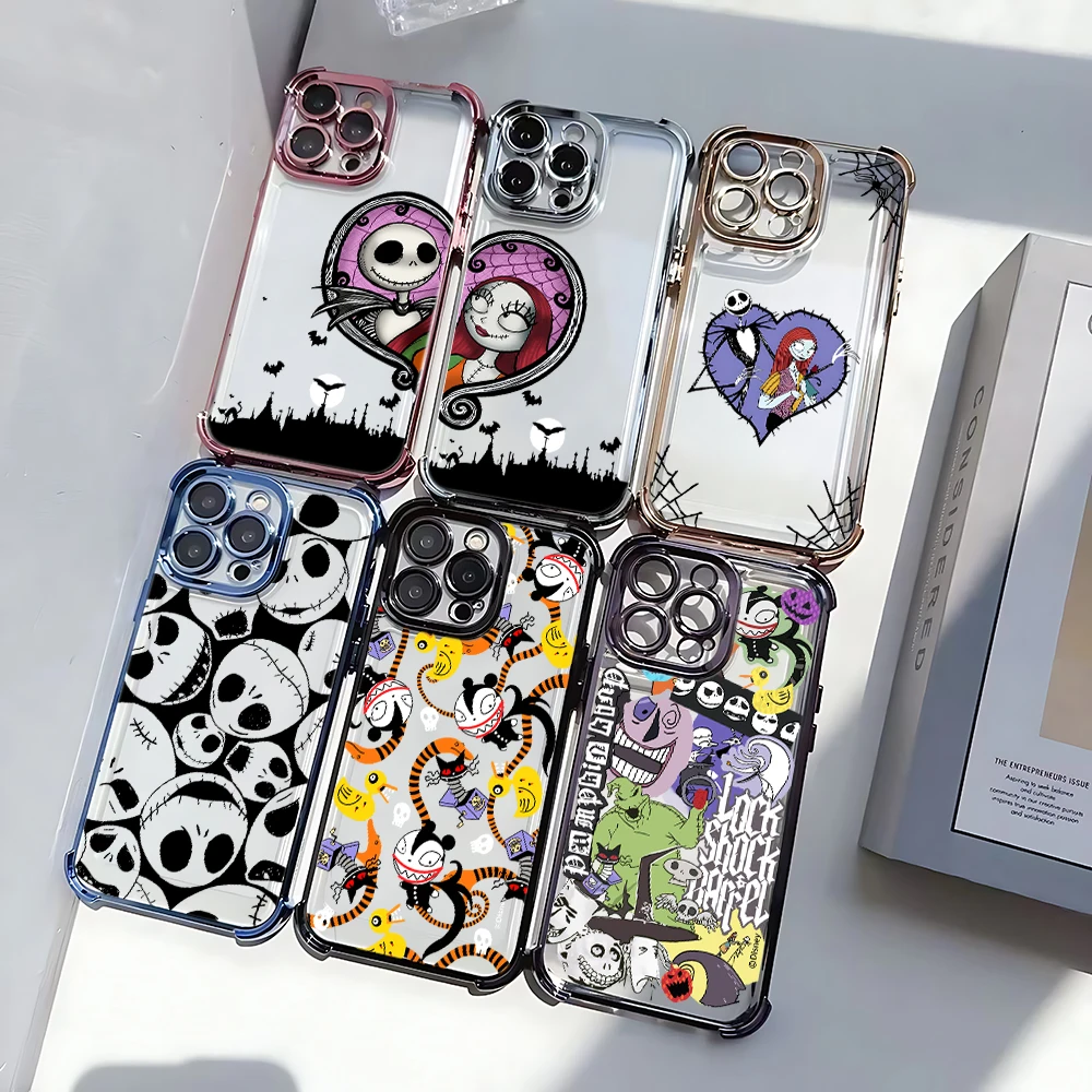 Funny Nightmare Before Christmas Cartoon Plating Phone Case For Samsung A37 A57 A36 A16 A35 A55 A25 A26 A15 A54 A34 A24 A14 4G5G