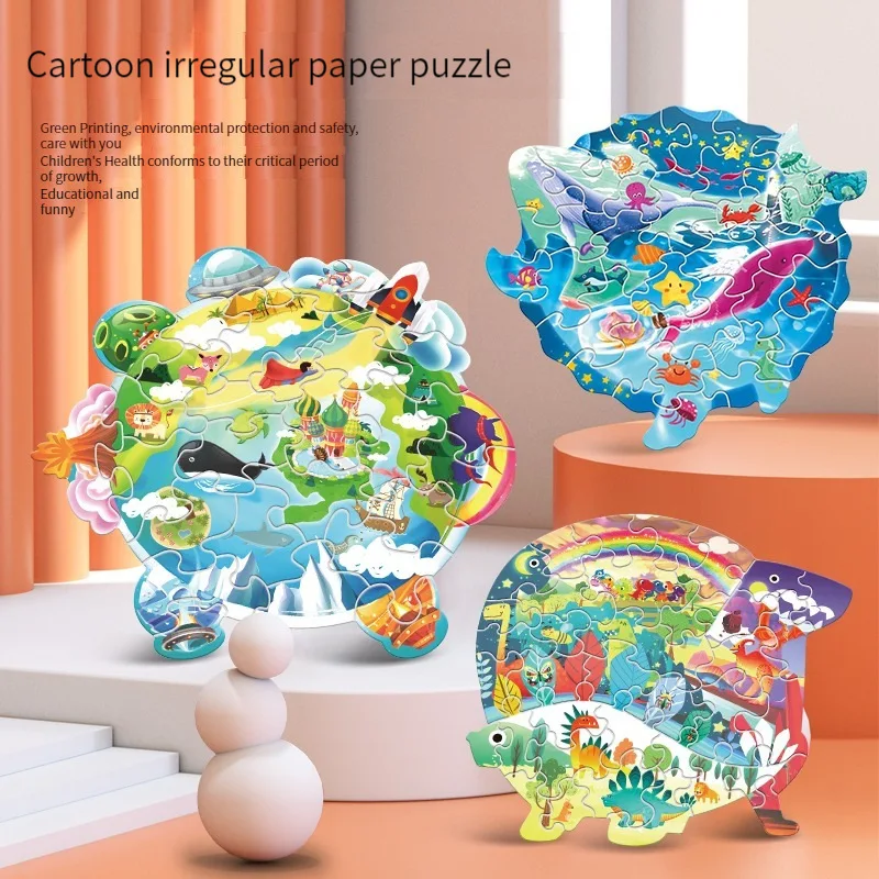 Cartoon Irregular Paper Puzzle 24-28-36 Pieces Jigsaw Puzzle Kids Toys Educational Mini Challenge Puzzle Toys Montessori Toys