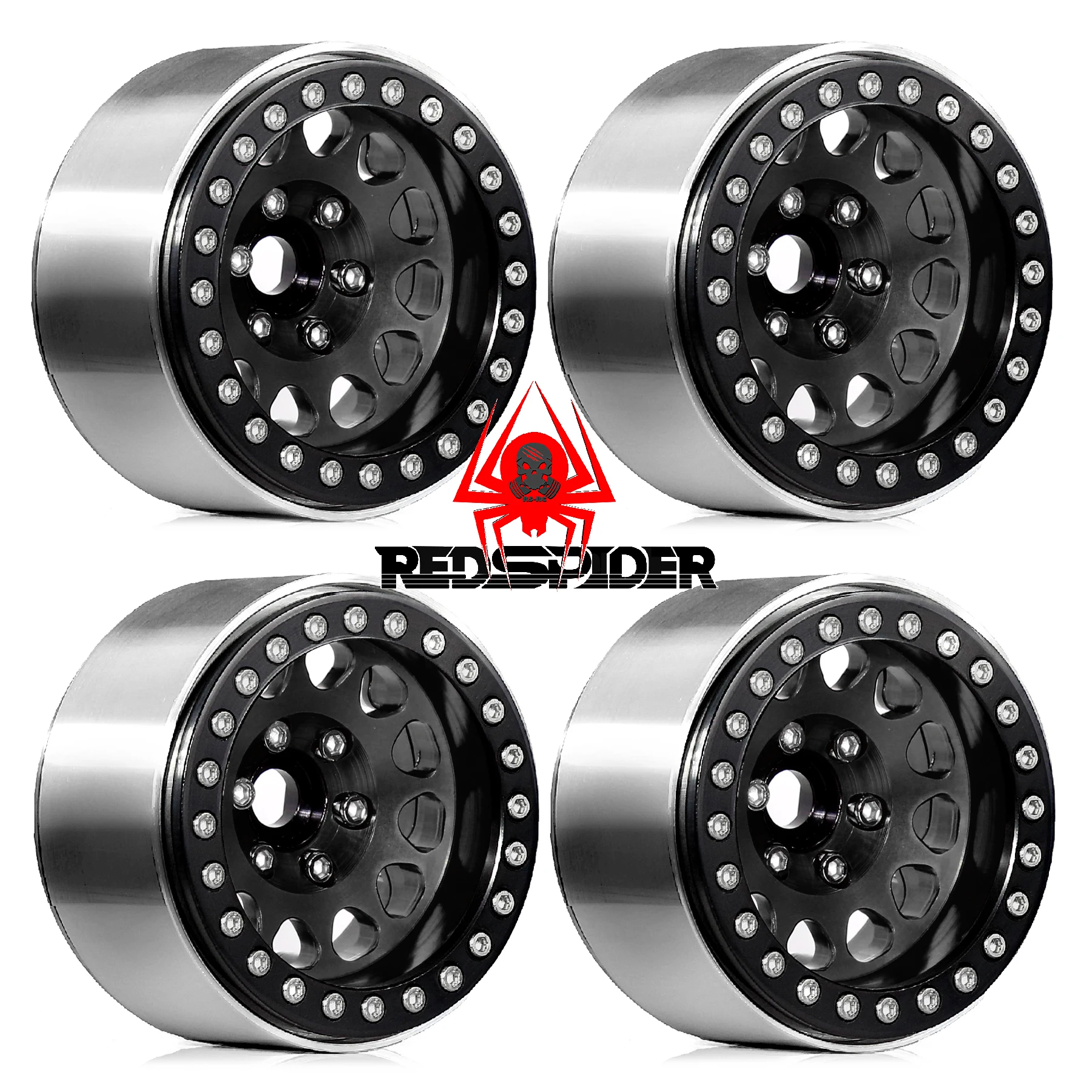 4 Uds. Llanta de rueda de aluminio de 1,9 "Beadlock Deep Dish con desplazamiento negativo de 11mm para coche trepador de control remoto TRX4 Axial SCX10 1/10