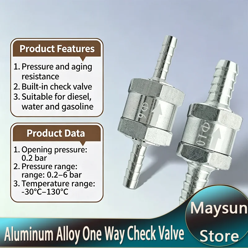 Aluminum Alloy Non Return One Way Check Valve High Pressure For Vacuum Tube Pneumatic Air Oil Water Exhaust Gas Pipeline