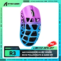 ATTACK SHARK R3 Ratón inalámbrico de Aleación de Magnesio de 8KHz, 46g Ultraligero, 26000 DPI, Sensor PixArt PAW3395, 2.4G/Bluetooth/Cable, para PC/Mac