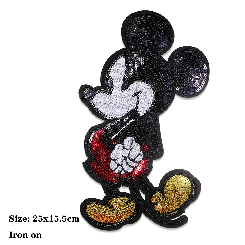 MINISO Disney Topolino Paillettes Love Icon Ricamo Applique Toppe per abbigliamento Fai da te Cucire su toppe sui adesivi