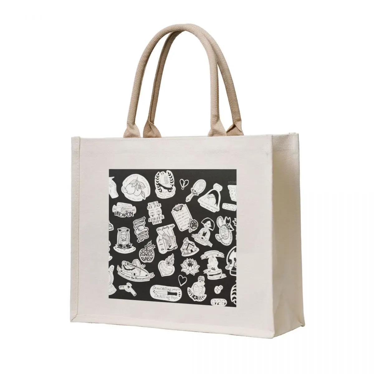

Manic tattoo sheet Tote Bag tote screen canvas Custom Women's