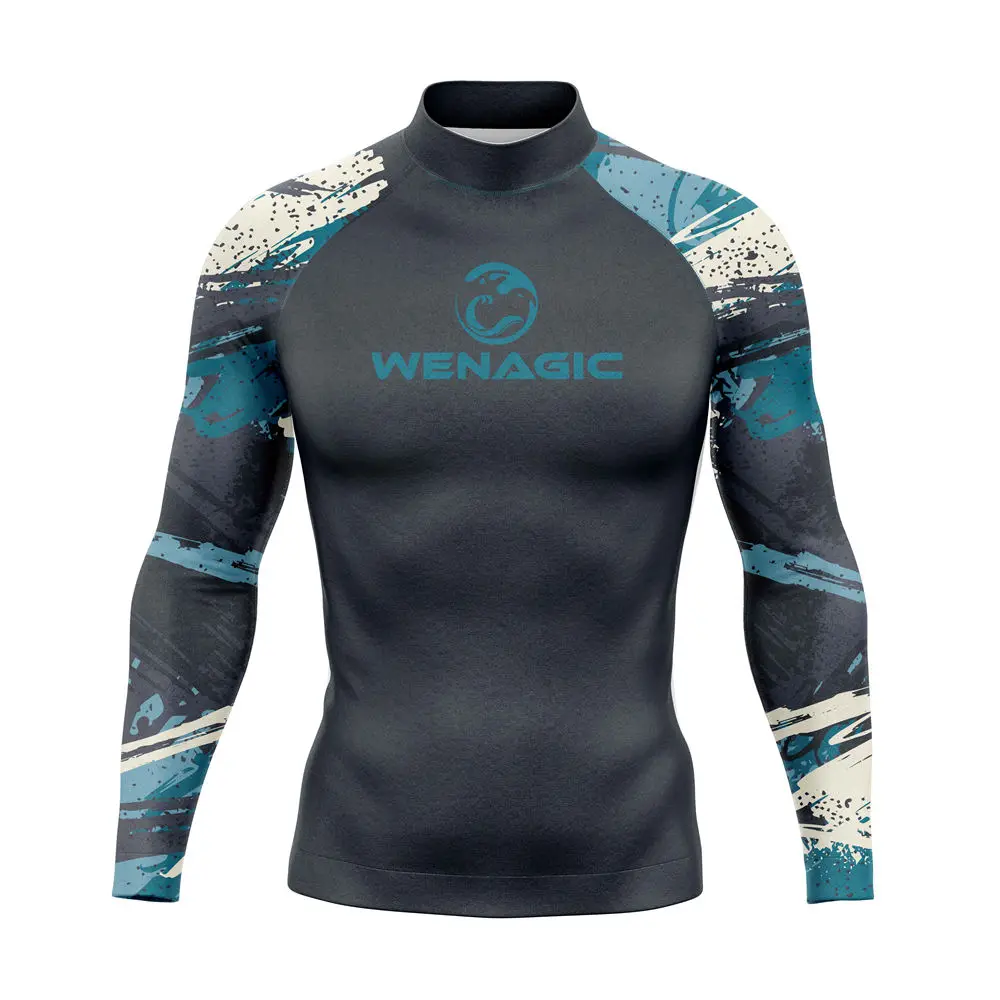 2XS-4XL UV Protection Lycra Rashguard Men Long Sleeve Swimsuit Swim Rash Guard Quick Dry Surf Driving T Shirt For Swimming New