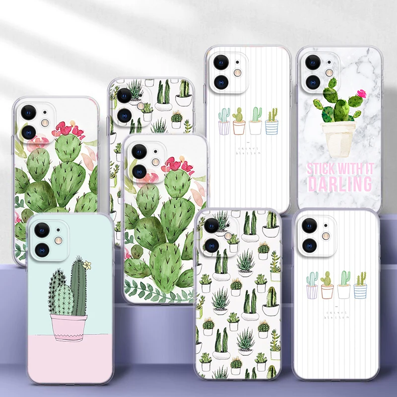 72C Candy Color Art Cactus Plant Soft Case for LG K71 K8 Plus K9 Lite Q510 K92 Q92 Stylo 6 7 V40 V50 V60 Velvet G9 X4 Q61 Q60