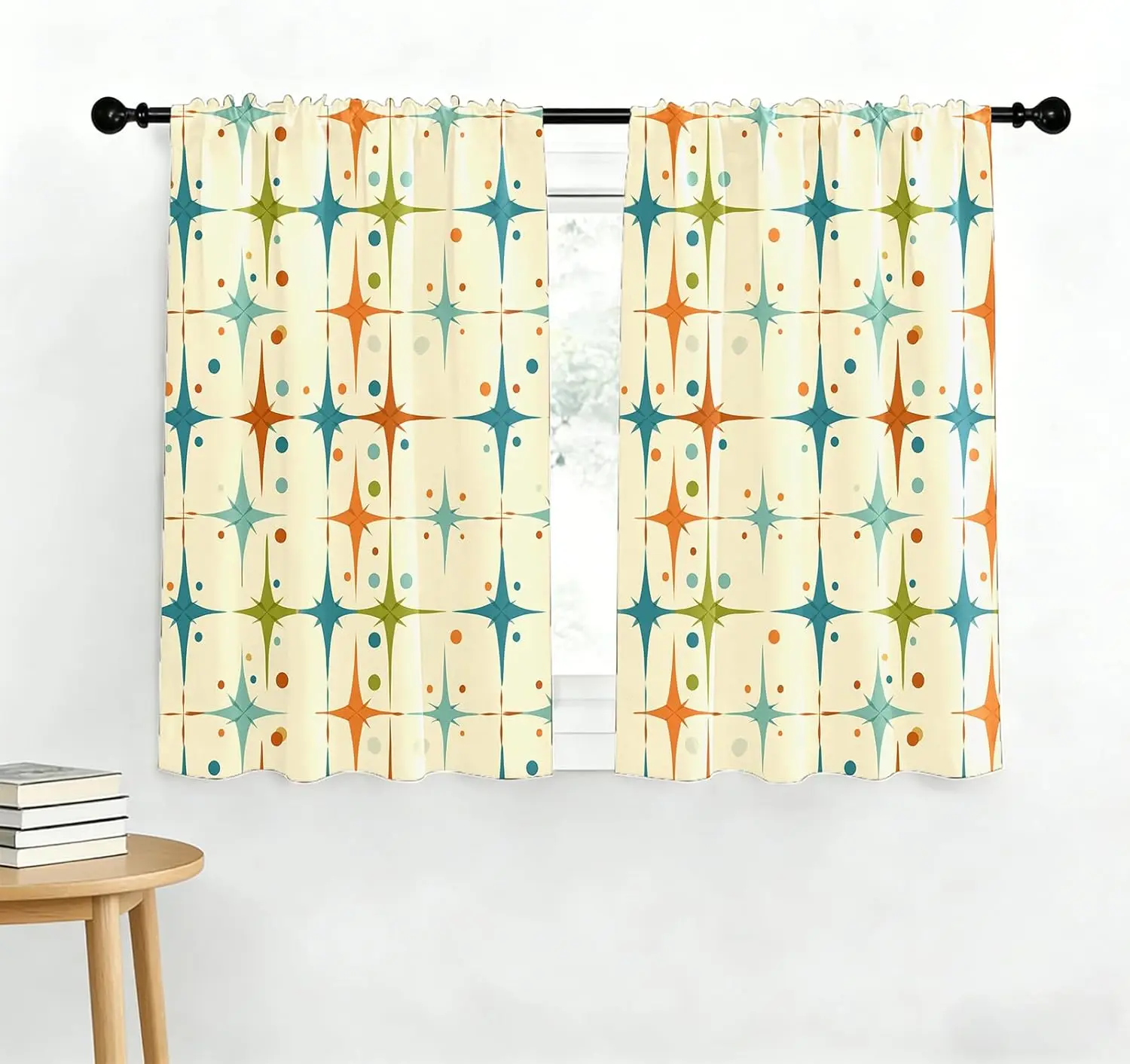 Modern Geometric Abstract Curtains 2pcs Pair Decorative Home Window Drapes Curtain Panels for Living Room Bedroom Patio