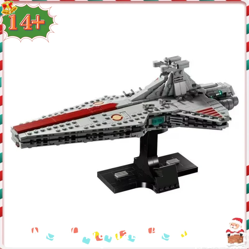 

2026 New 643 pcs Venator Republic Cruiser MOC Space Wars Clone Era Model Attack Ship Dual Bridges Home decoration Fit 75441