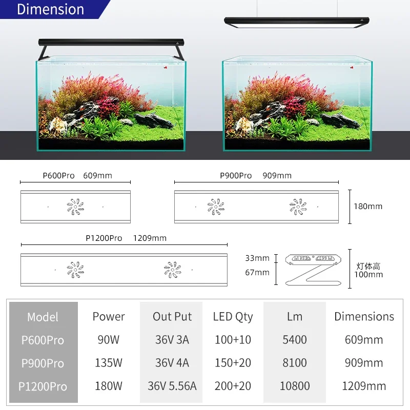 WEEK AQUA P Series Aquarium Plant Growth Light Aquatic Lighting Full Spectrum LED Panel