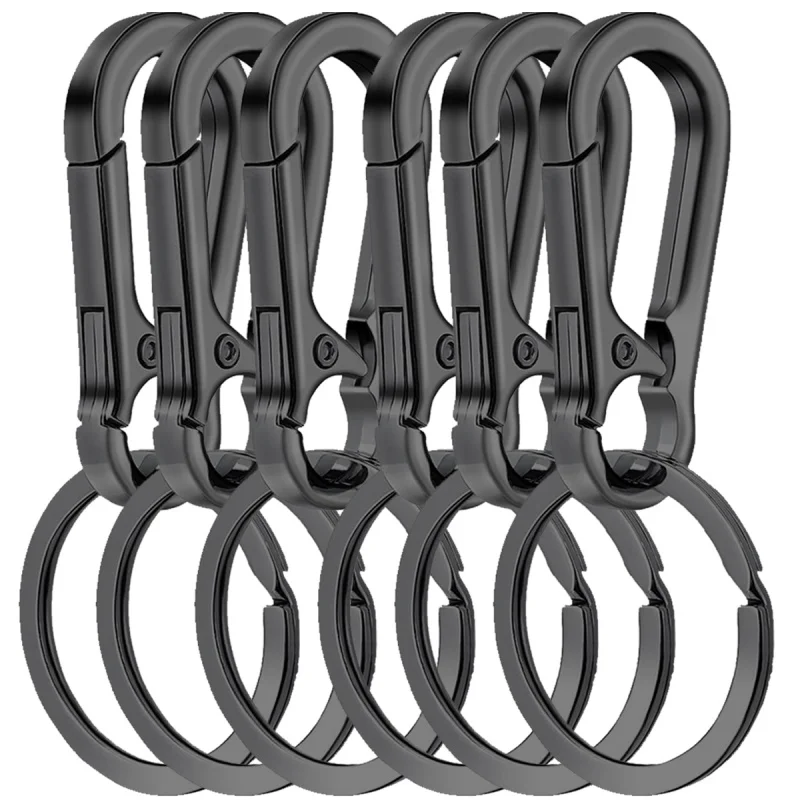 6Pcs Durable Metal Mountaineering Buckle Keychain Set With Sturdy Clips & Hooks for Car & Daily Keys