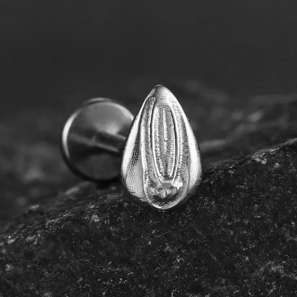 Twolobes 1 Stück ASTM F136 Titan Tropfenförmiger Labret-Piercing Innengewinde Flacher Rücken Ohrstecker Helix-Ohrring Schmuck 18G 16G – Detail 6