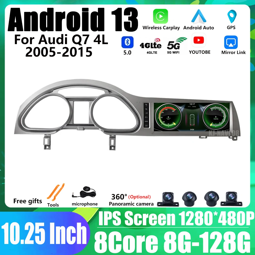 

For Audi Q7 4L 2006~2015 10.25 Inch Android 13 IPS Touch Screen Car Accessories Multimedia Carplay Monitors Radio Player