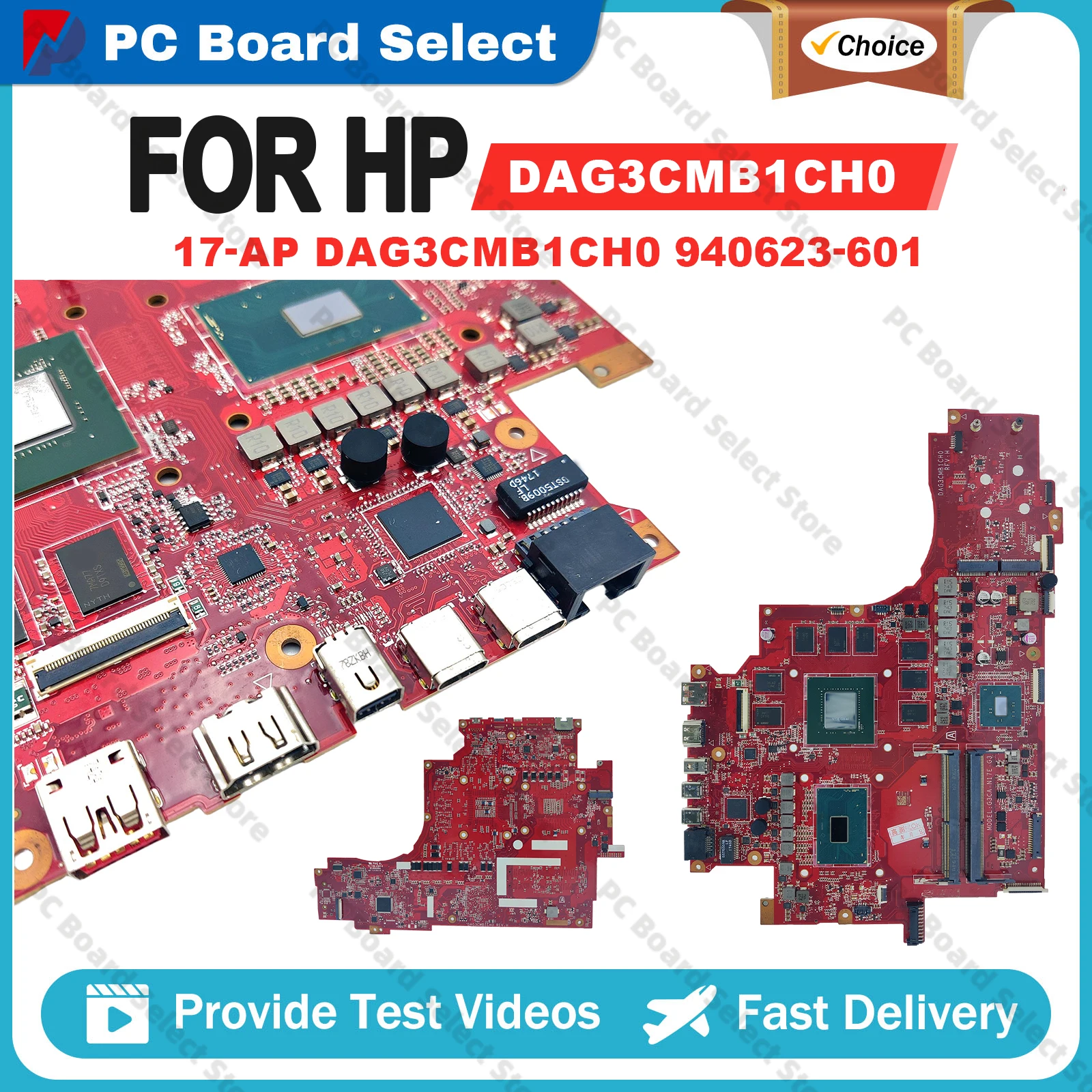 DAG3CMB1CH0 Laptop Motherboard With I7-7700HQ CPU GTX1070 GTX1080 V8G For HP 17-AP 940623-601 Mainboard  100% Fully Tests OK