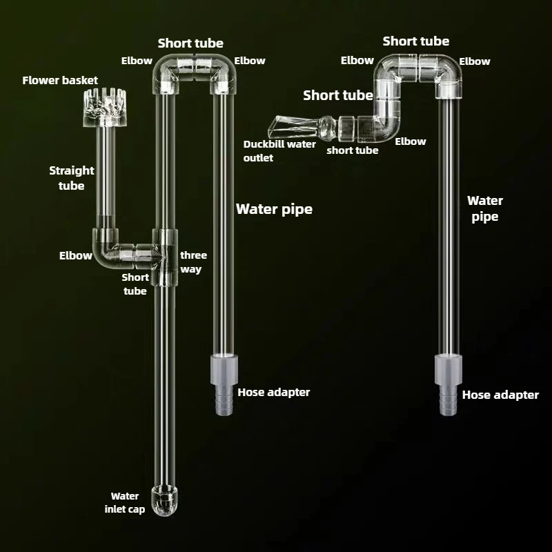 JARDLI Glas Lily Pipe Spin Auslauf mit Skimmer Oberflächenabzug für bepflanztes Aquarium (17mm