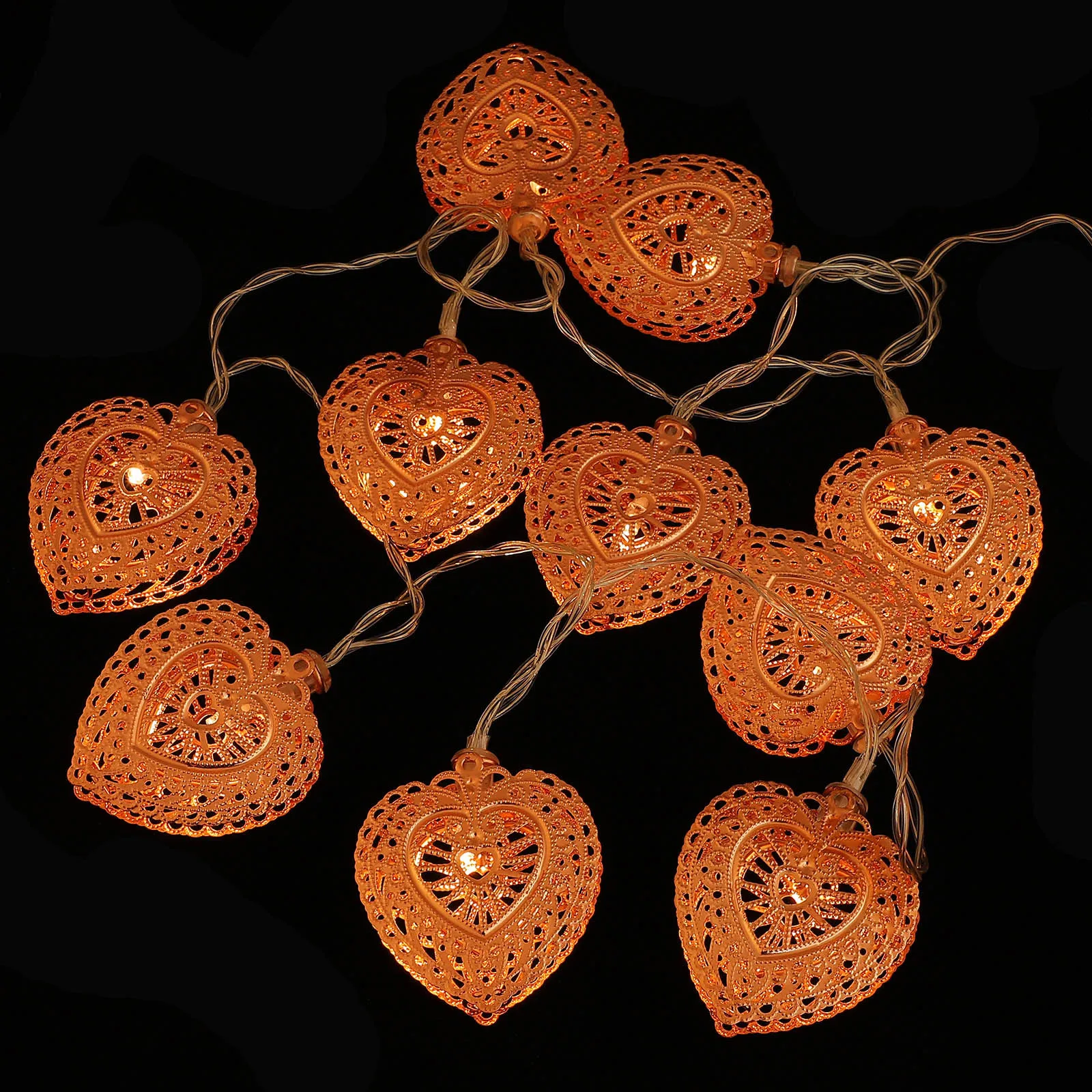 1 مجموعة شكل قلب سلسلة أضواء الرجعية خمر LED رومانسية لينة الإضاءة الزخرفية لغرفة بار فندق سلسلة ضوء #3