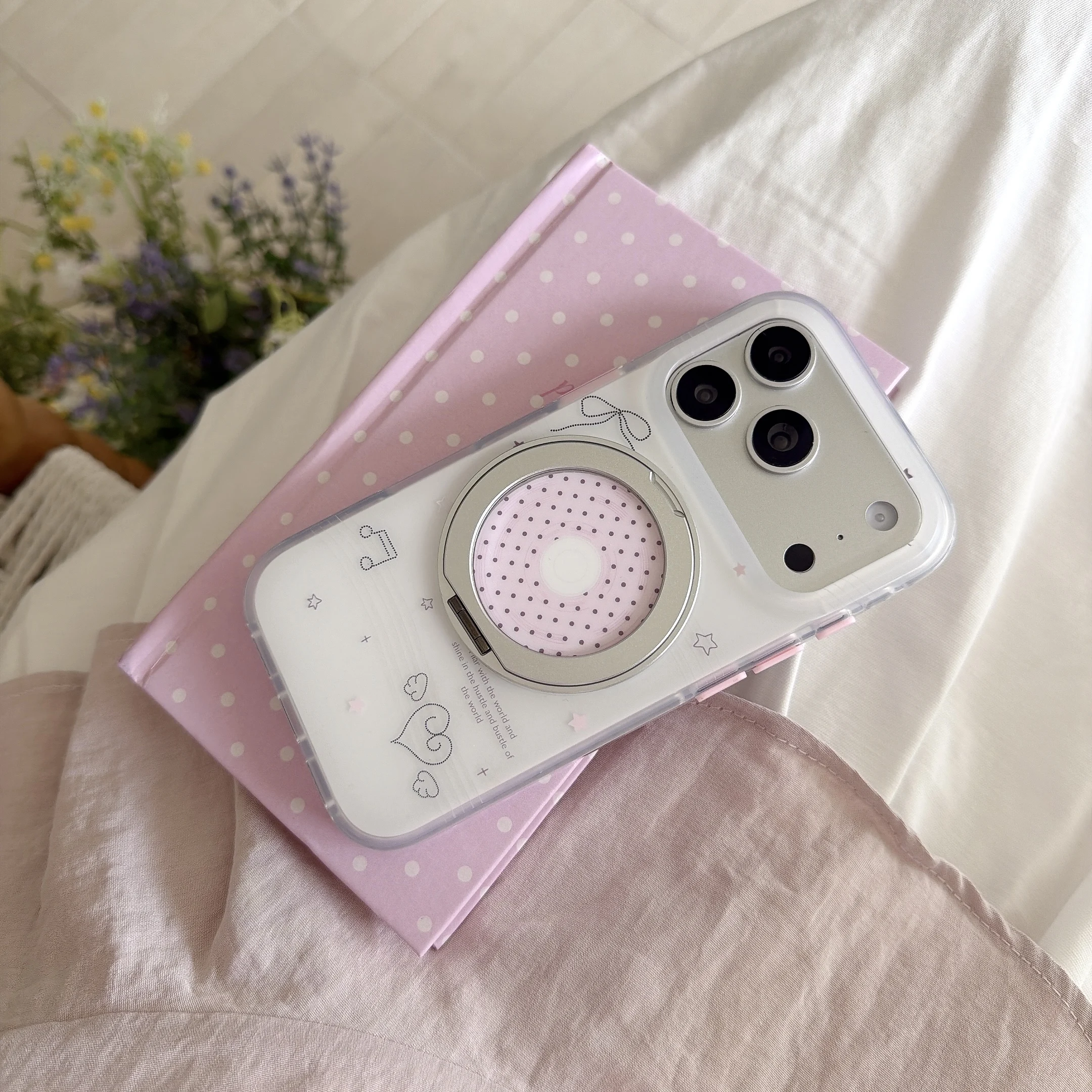 Kawaii Piano Key Soft Case For iPhone 17 16 15 Pro Max Pastel Pink Dot Lace Trim Pearl Beaded Hand Strap Anti-drop Slim Cover