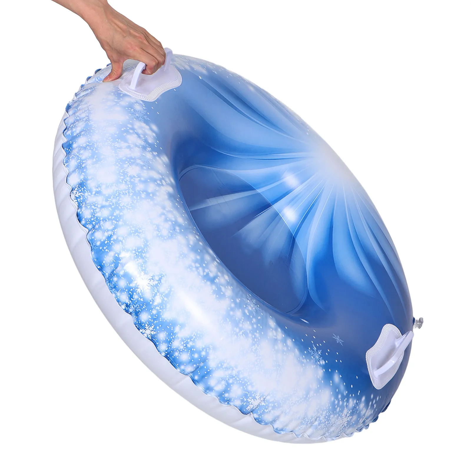 

Inflatable Snow Tube PVC Heavy Duty Round Snow Sled Handles Winter Outdoor Sports Sledding Fun Portable Ski Inflatable Sled