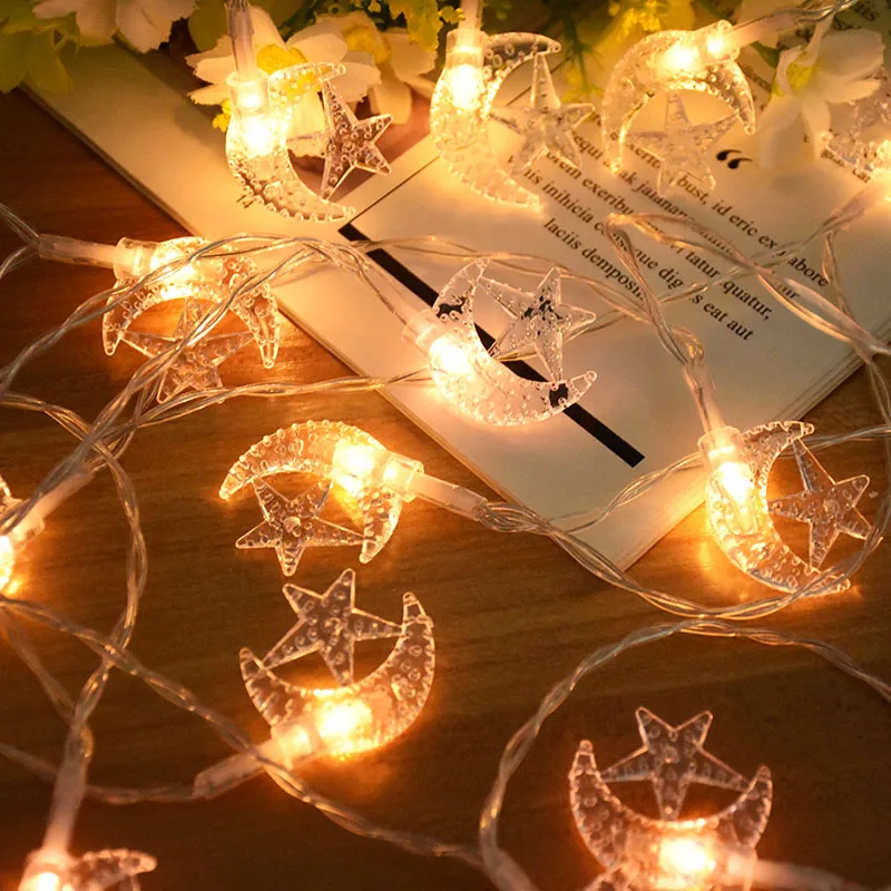 1.5M 5M Eid Mubarak Star Moon LED String Lights Ramadan Kareem Decoration Home Islamic Muslim Party Supplies Eid Al Adha Gifts